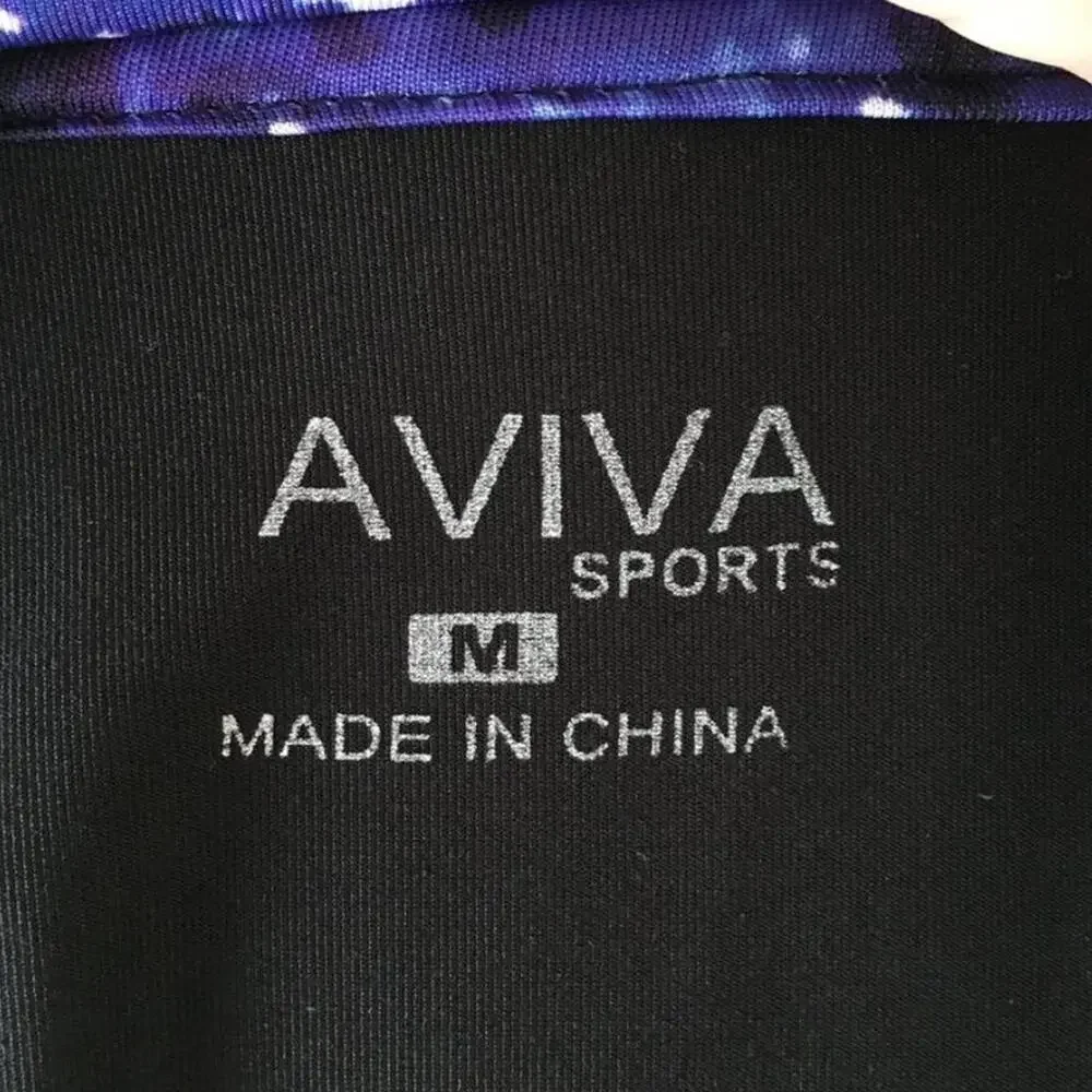 AVIVA Activewear Set Matching Jacket & Shorts in Black Celestial Blue SZ 6